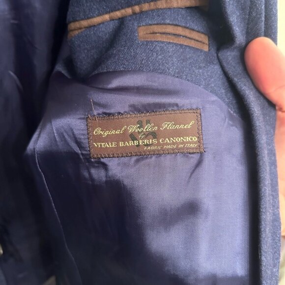 Boggi Blue Modern Fit Two-Button Blazer with Removable Trim - Picture 6 of 8